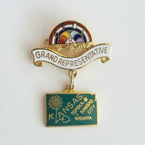 Vintage‎ Masonic Rainbow Girls BFCL Grand Representative Kansas Lapel Pin 1.25"